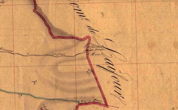 Rochers de Notre-Dame de Meuse :
Extrait du cadastre de Les Mazures 1842. Archives départementales des Ardennes