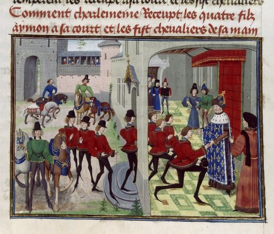 Arrivée des fils Aymon à la cour de Charlemagne