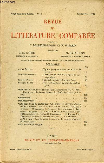 Revue de Littérature comparée
