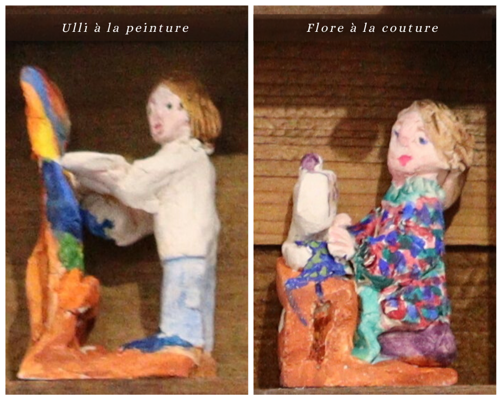 Ulli à la peinture et Flore à la couture