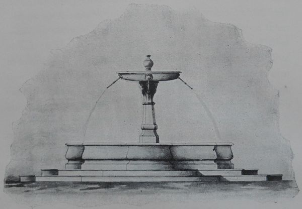 La première fontaine
Dessin E. Petitfils dans La Fontaine ducale et l'Eau à Charleville