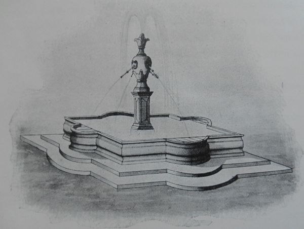 La fontaine, seconde version
Dessin E. Petitfils dans La Fontaine ducale et l'Eau à Charleville
