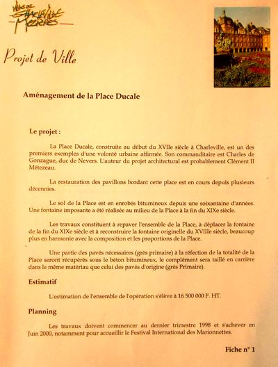 Fiche de synthèse n° 1 du Projet de Ville : Aménagement de la Place Ducale