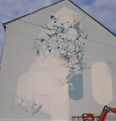 Fresque en cours de réalisation.