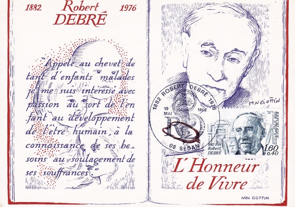 Carte maximum Robert Debré signée par le graveur du timbre