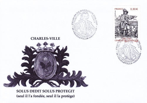 Enveloppe Premier Jour Charles de Gonzague avec la devise de Charleville (Musée de l'Ardenne)