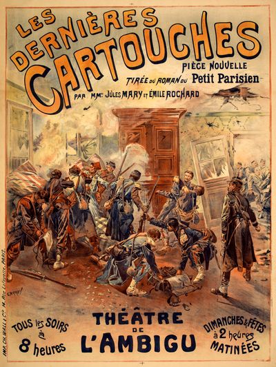 Affiche de la pièce de théâtre Les Dernières Cartouches
Dessinateur-lithographe Carrey