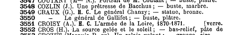 Extrait du Catalogue du Salon des Artistes français de 1885